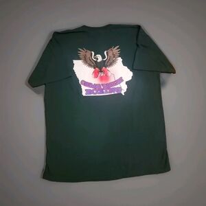 Fruit of the Loom Dark Green Short Sleeve Tee with Multicolor Eagle Graphic